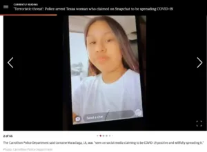 Adolescente arrestada por propagar Covid-19 a propósito 300x220