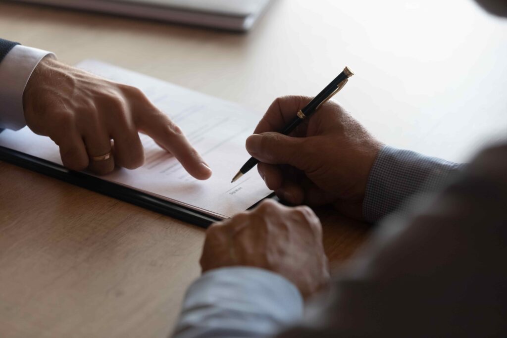 attorney working with client